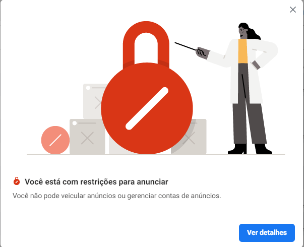 tele de restrição de conta anunciante facebook